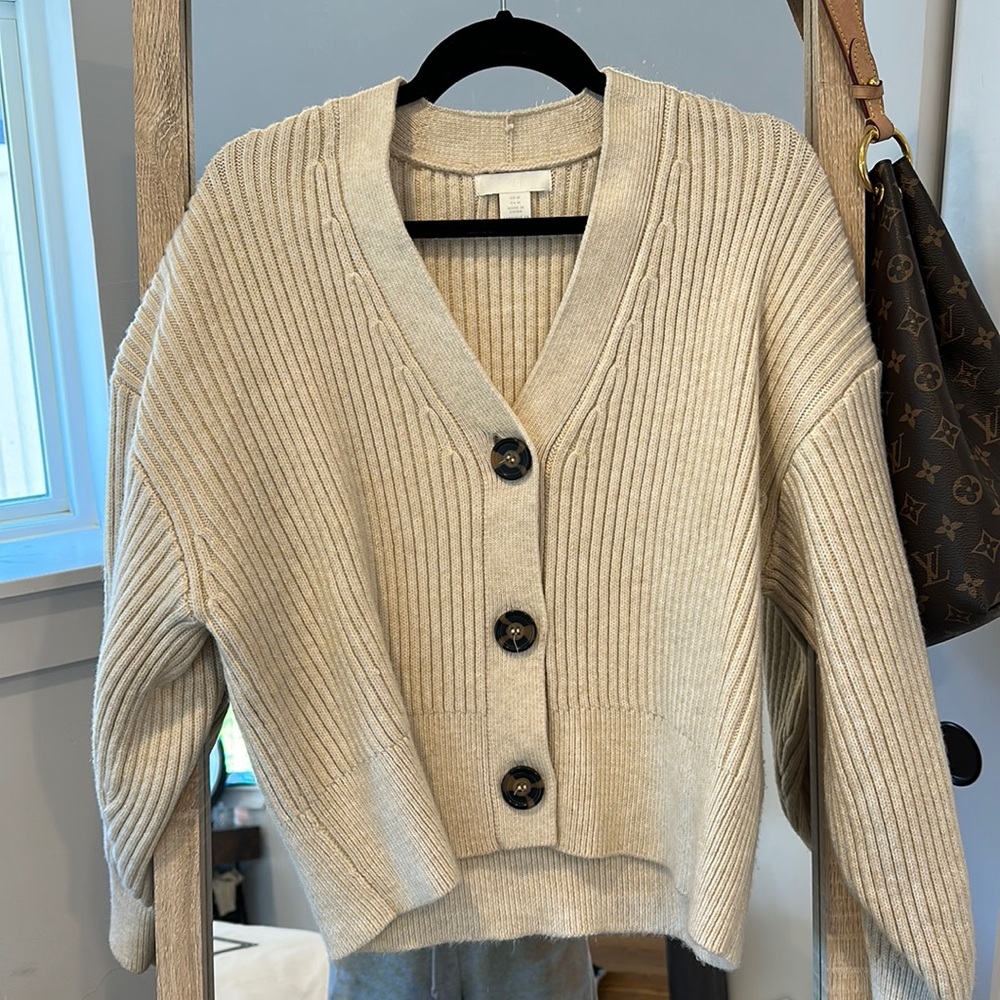 H&M ribbed knit cardigan in cream